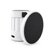 Tutor Maglock Phone Holder - A white and black phone holder with a circular base and a cylindrical body, featuring a logo.