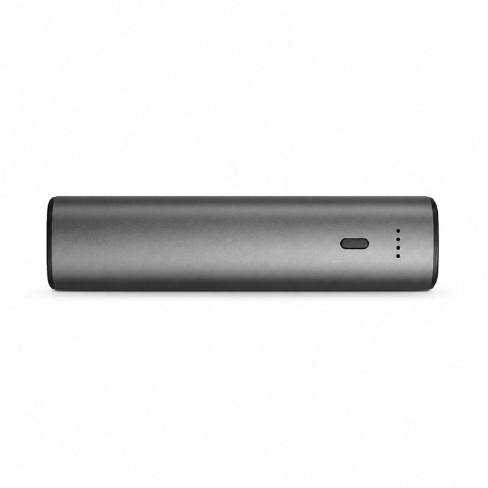 Tech Pack Charge - A sleek, rectangular grey power bank featuring a status indicator and a logo.