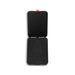 Cozy Phone Wallet - A black phone wallet with a hinged design features interior instructions for portrait and landscape modes.