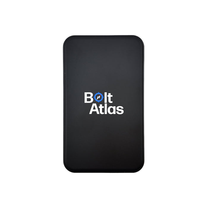 Dynamo Solid State Power Bank - A black power bank with a smooth surface and a branded logo in the centre.