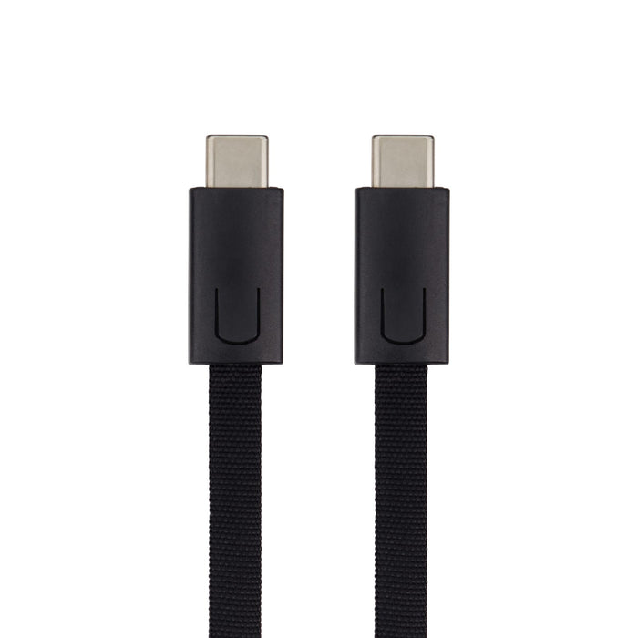 ClipIt Carabiner Cable - A black charging cable with USB-C connectors on both ends. The cable features a textured, woven design.