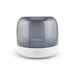 Dazzle RGB Speaker - A Dazzle RGB Speaker with a sleek grey transparent body and a white base, featuring a brand logo.