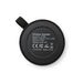 Empire Maglock Ph Stand Speaker - A round black wireless speaker with a textured surface and a hanging loop, featuring technical specifications on the back.