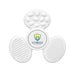 Tactile Fidget Spinner - A white tactile fidget spinner featuring various textured surfaces and a logo in the centre.