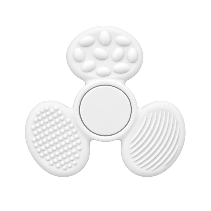 Tactile Fidget Spinner - A white tactile fidget spinner featuring three textured surfaces for sensory stimulation and a central spinning mechanism.