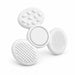 Tactile Fidget Spinner - A white tactile fidget spinner with textured surfaces and a central spinning section. It features various grip patterns.