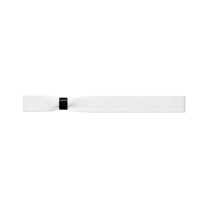 Event Wrist Band - A white wristband with a black clasp, designed for events. It features a simple, flat design.