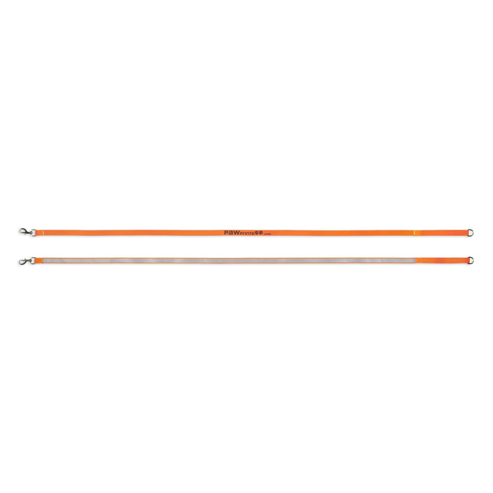 Printed Dog Lead - An orange printed dog lead with metal clips at each end, featuring a logo or branding.