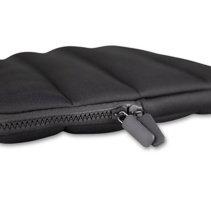 Bubble Neoprene Laptop Sleeve 14 inch - A black bubble neoprene laptop sleeve with a zip closure, featuring padded sections for protection.