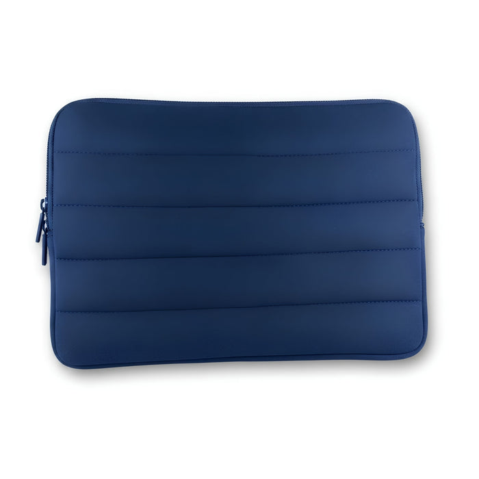 Bubble Neoprene Laptop Sleeve 16 inch - A navy blue neoprene laptop sleeve with a padded design and a zip closure.