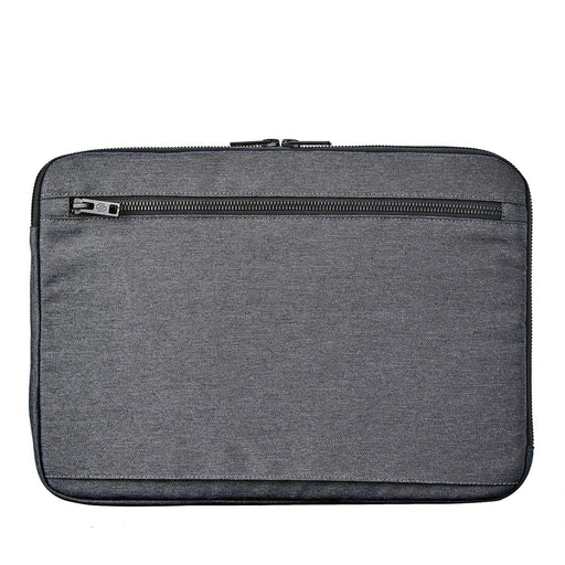 Cupertino Laptop Sleeve 14 - A laptop sleeve in grey fabric featuring a zippered pocket on the back and a sleek design.