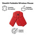 Stealth Foldable Wireless Mouse - A red foldable wireless mouse made from PU leather, featuring a logo and a design that promotes portability.