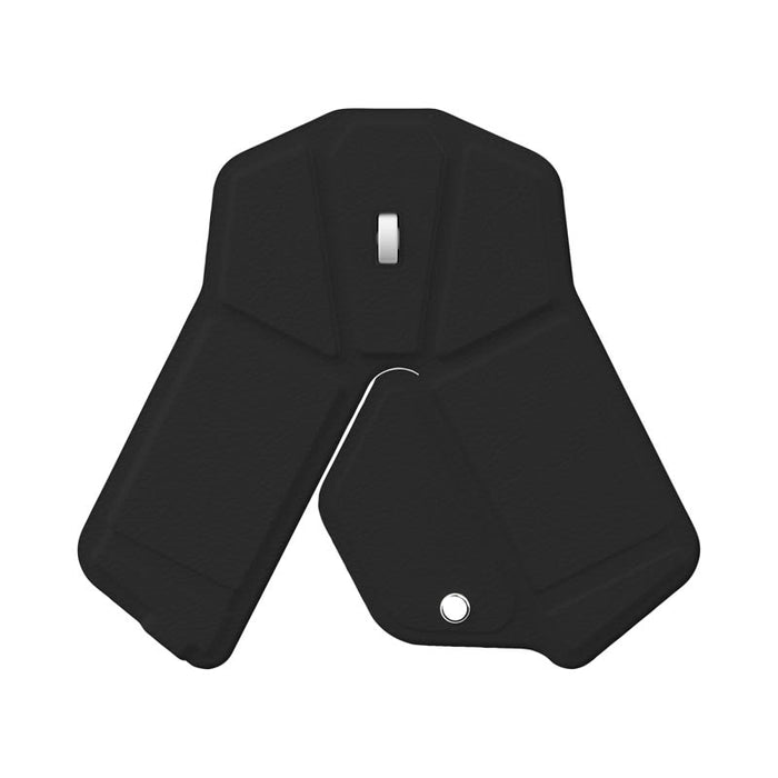 Stealth Foldable Wireless Mouse - A foldable wireless mouse in black, featuring a compact design and a circular hole for easy attachment.