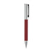 Geneva Metal Pen - A red metal pen with a textured grip and silver accents, featuring a clip and branding.