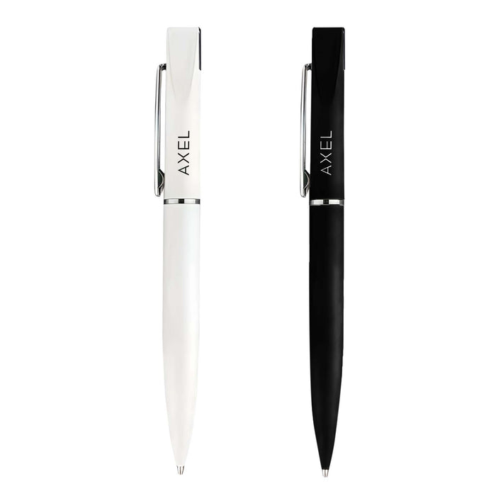 Axel Matte - A set of two pens in white and black, each featuring a silver clip and branding on the barrel.