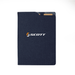 SunScribe Notebook (A4) - A navy blue notebook with a subtle texture and a logo on the front cover. It has a pocket for cards or notes.