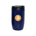 The Roamer 300ml Vacuum Cup - A drink bottle in navy blue with a black lid and a logo featuring a Bitcoin symbol.
