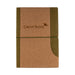Tea Leaves and Cork Notebook - A cork notebook with a green accent and an elastic strap, featuring a logo on the cover.