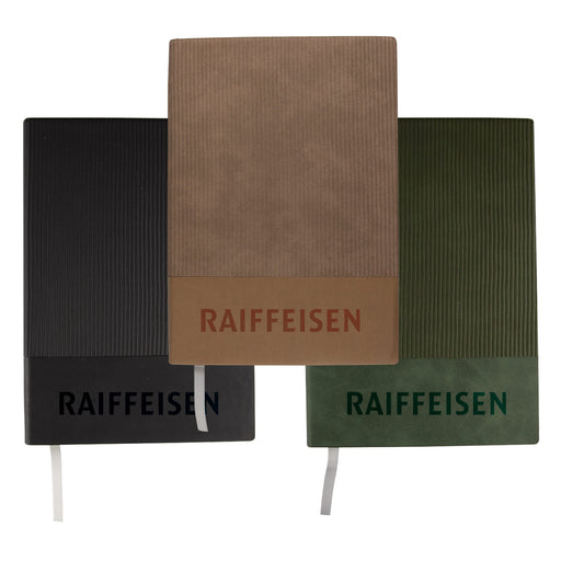 Murica Notebook B5 - A set of three notebooks in black, khaki, and green, each with a branding logo and textured covers.