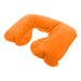 Doux Travel Neck Pillow - An orange travel neck pillow with a U-shape design, featuring a soft, plush material. It has a logo.