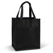 Pocket Shopping Bag - A black shopping bag with two handles and a front pocket. The bag has a simple design and a sturdy appearance.