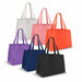 Medium Non Woven Tote - A collection of medium non-woven tote bags in white, pink, orange, purple, navy, and black, featuring various handles and designs.