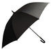 Full Colour Corporate Umbrella - A black umbrella with a curved handle and a sleek design, featuring a logo on the canopy.