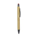 Manopoli Bamboo Pen - A bamboo pen featuring a red stylus tip and black accents, with a clip for easy carrying. It has a logo on the body.