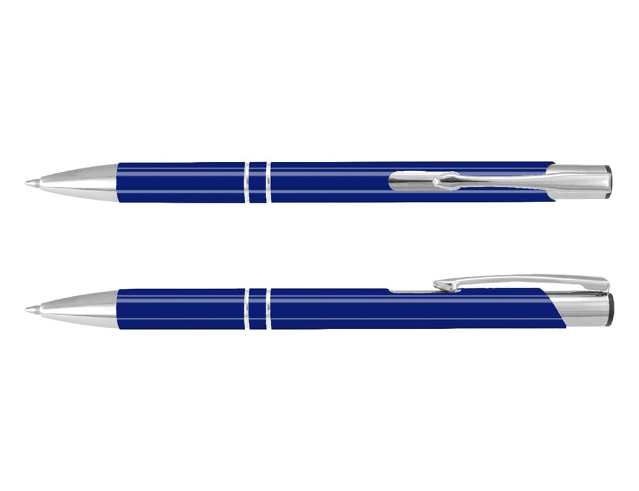 Argento Lacquer Pen - A blue lacquer pen with silver accents, featuring a sleek design and a clip for easy attachment.