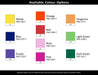 Argento Lacquer Pen - A colour chart displaying ten shades including yellow, orange, blue, red, and pink, with their Pantone references.