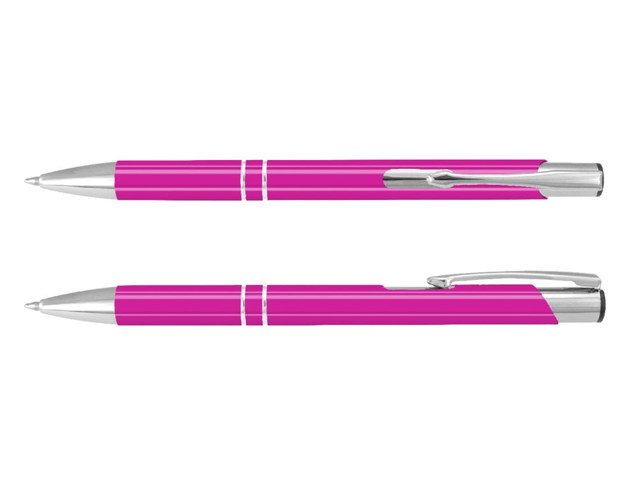 Argento Lacquer Pen - A pink lacquer pen featuring silver accents and a sleek design, displayed from multiple angles.