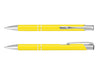 Argento Lacquer Pen - A yellow lacquer pen with silver accents, featuring a sleek design and a branding logo.