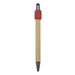 Harley Bamboo Spinner Pen - A bamboo pen with a red rubber grip and black tip. The pen features a sleek, natural finish.