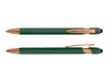 Colombo Rose Gold Stylus Pen - A green stylus pen with rose gold accents, featuring a logo on the barrel.