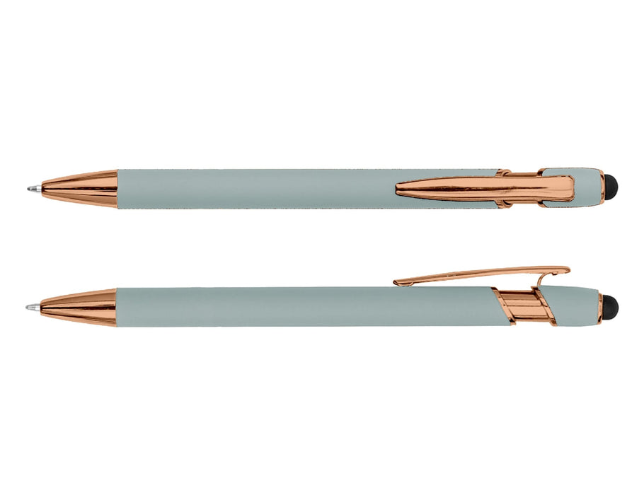 Colombo Rose Gold Stylus Pen - A stylus pen featuring a mint green body with rose gold accents and a rubber tip for touchscreen use.
