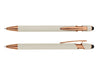 Colombo Rose Gold Stylus Pen - A set of two stylus pens in cream with rose gold accents, featuring a logo on the barrel.