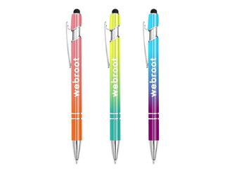 Colombo Horizon Stylus Pen - A set of three stylus pens in pink, green, and blue, featuring a logo on each pen.