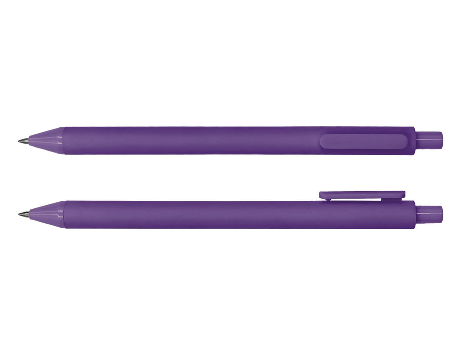Virgo Ball Point Pen - A purple ballpoint pen with a smooth finish, featuring a clip and a retractable tip.