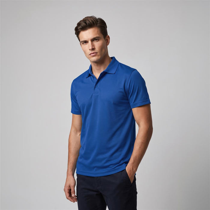 Men's Smash Polo - A blue men's polo shirt with a collar, featuring a logo on the chest. Ideal for casual wear or sports activities.