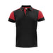Men's Printer Prime Polo - A black and red polo shirt with a collar, short sleeves, and a logo on the chest.