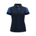 Women's Printer Prime Polo - A women's polo shirt in navy with blue accents, featuring a collared neckline and a logo.