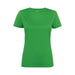 Women's Run Active Tee - A green women's active tee with short sleeves, featuring a logo. Suitable for sports and casual wear.