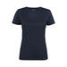 Women's Run Active Tee - A navy blue women's t-shirt featuring a crew neck and short sleeves, with a logo on the neckline.