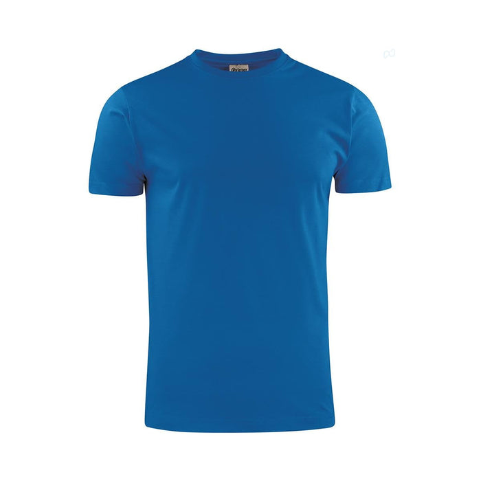 Men's Printer 140 Tee - A blue t-shirt with a crew neck and short sleeves, featuring a brand logo.