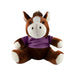 Horse Plush - A brown and cream horse plush toy with a purple shirt and a friendly expression, featuring a small mane.