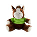 Horse Plush - A brown and cream horse plush toy with a green T-shirt, featuring a friendly face and soft, rounded body.