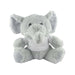 Elephant Plush - A grey elephant plush toy with large ears and a small white T-shirt, sitting upright. It has a soft and cuddly appearance.