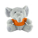 Elephant Plush - A grey elephant plush toy wearing an orange shirt, featuring large ears and a friendly expression.