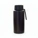 The Sofia 1L Bottle - A drink bottle in matte black with a screw top and a strap, featuring a minimalistic design.