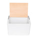 11L Premium Cooler Box - A white 11L premium cooler box with a wooden lid. The box features a simple design and is brandless.
